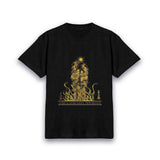 【昇運・守護・縁結びの京都一筆龍】 龍神御加護の絵画Tシャツ 昇運金金双龍