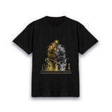 【昇運・守護・縁結びの京都一筆龍】 龍神御加護の絵画Tシャツ 昇運黒金銀双龍
