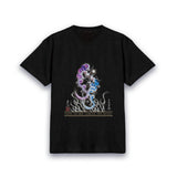 【昇運・守護・縁結びの京都一筆龍】 龍神御加護の絵画Tシャツ 守護紫蒼双龍