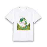 【昇運・守護・縁結びの京都一筆龍】 龍神御加護の絵画Tシャツ 守護緑龍