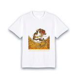 【昇運・守護・縁結びの京都一筆龍】 龍神御加護の絵画Tシャツ 守護紅金龍