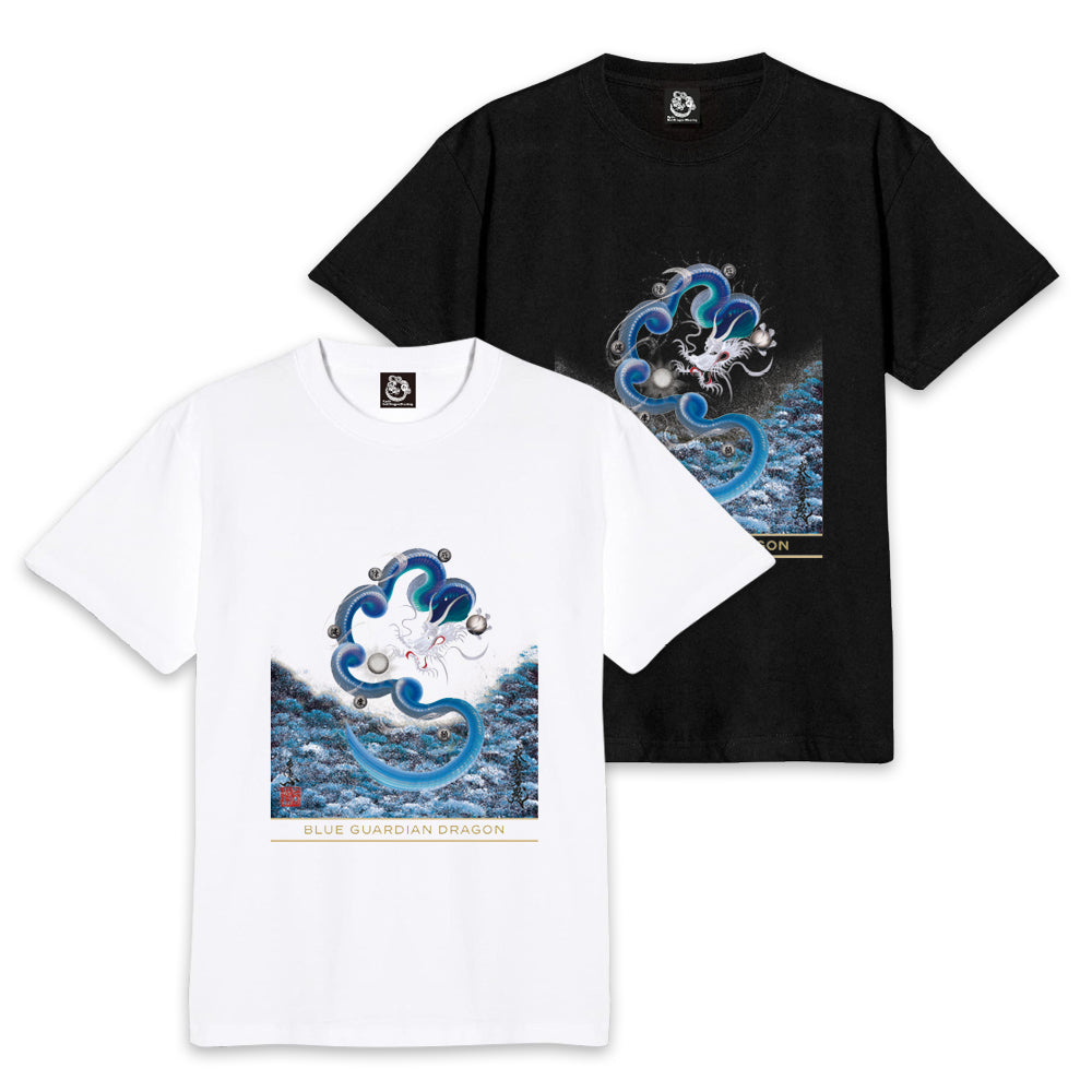 昇運・守護・縁結びの京都一筆龍】 龍神御加護の絵画Tシャツ 昇運紅葉双龍