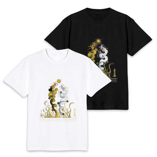 昇運・守護・縁結びの京都一筆龍】 龍神御加護の絵画Tシャツ 縁結び