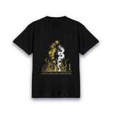 【昇運・守護・縁結びの京都一筆龍】 龍神御加護の絵画Tシャツ　昇運金白双龍