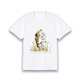 【昇運・守護・縁結びの京都一筆龍】 龍神御加護の絵画Tシャツ　昇運金白双龍