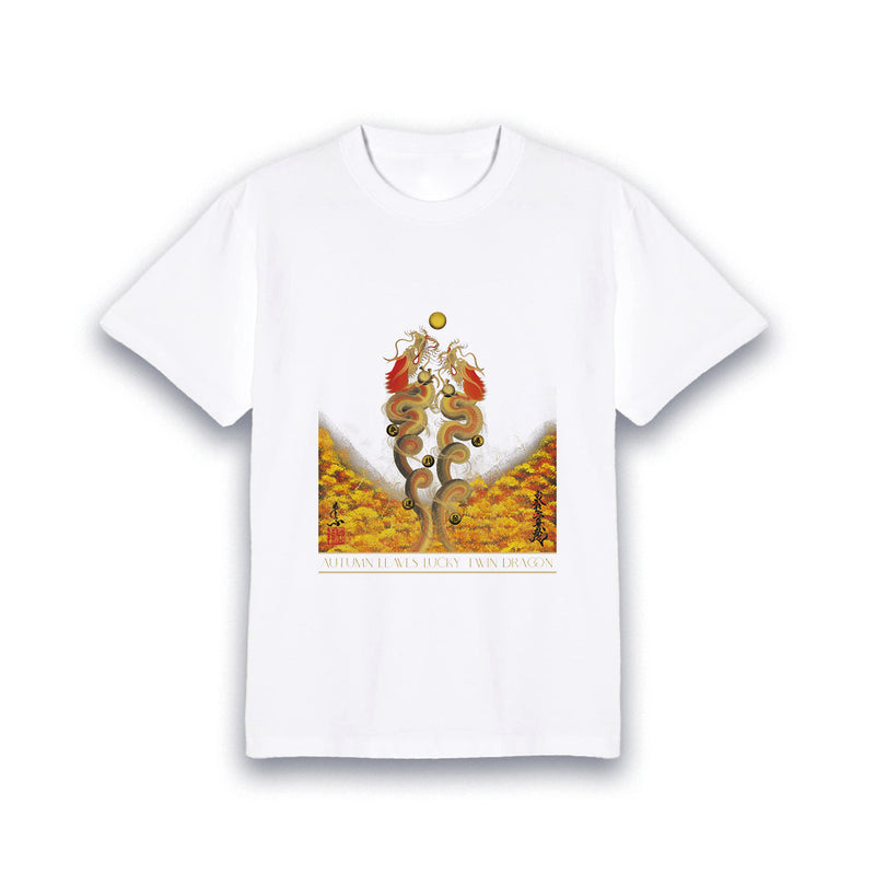 昇運・守護・縁結びの京都一筆龍】 龍神御加護の絵画Tシャツ 昇