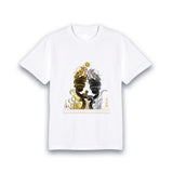【昇運・守護・縁結びの京都一筆龍】 龍神御加護の絵画Tシャツ　昇運黒金銀双龍