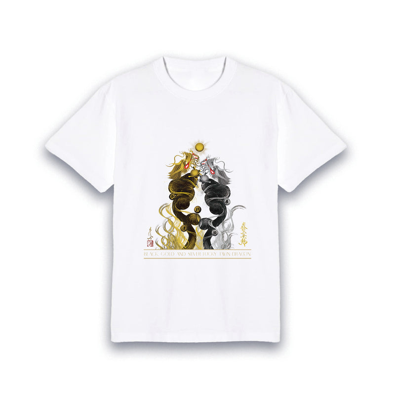 昇運・守護・縁結びの京都一筆龍】 龍神御加護の絵画Tシャツ 昇