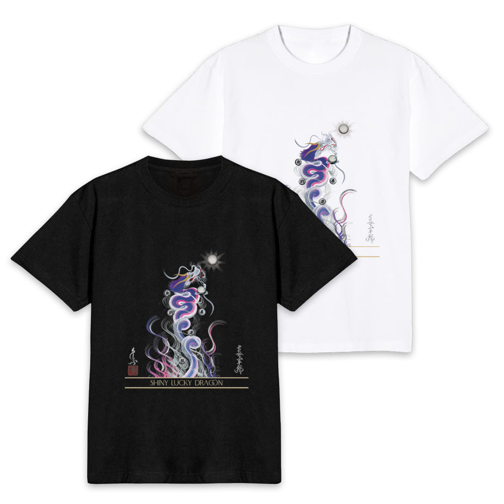 昇運・守護・縁結びの京都一筆龍】 龍神御加護の絵画Tシャツ 昇運青龍