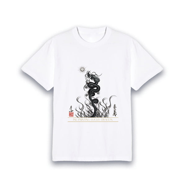 昇運・守護・縁結びの京都一筆龍】 龍神御加護の絵画Tシャツ 昇