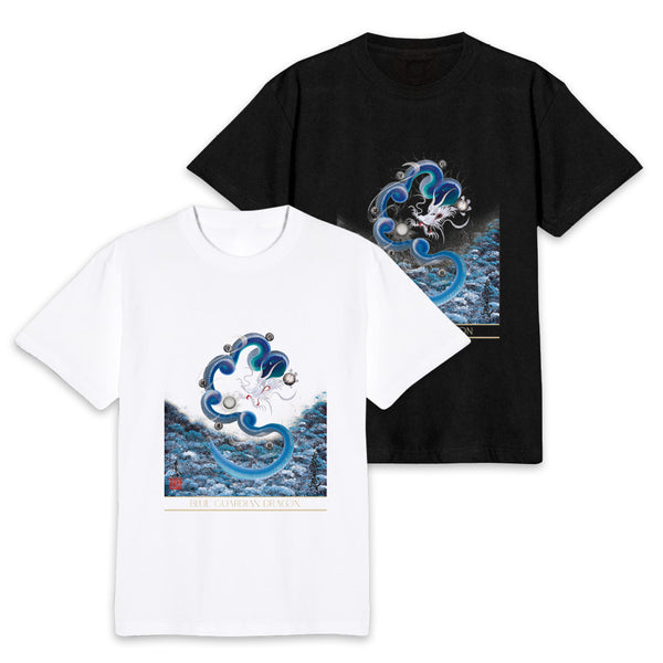 昇運・守護・縁結びの京都一筆龍】 龍神御加護の絵画Tシャツ 昇運墨龍